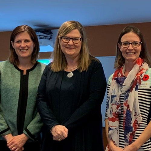 Spotlight story image pertaining to Dr. Stacey Wilson-Forsberg (prof), Anne Marie Peirce, CEO of the Brant Community Foundation, and Sara Darling, Community Service-Learning Coordinator, Community and Workplace Partnerships